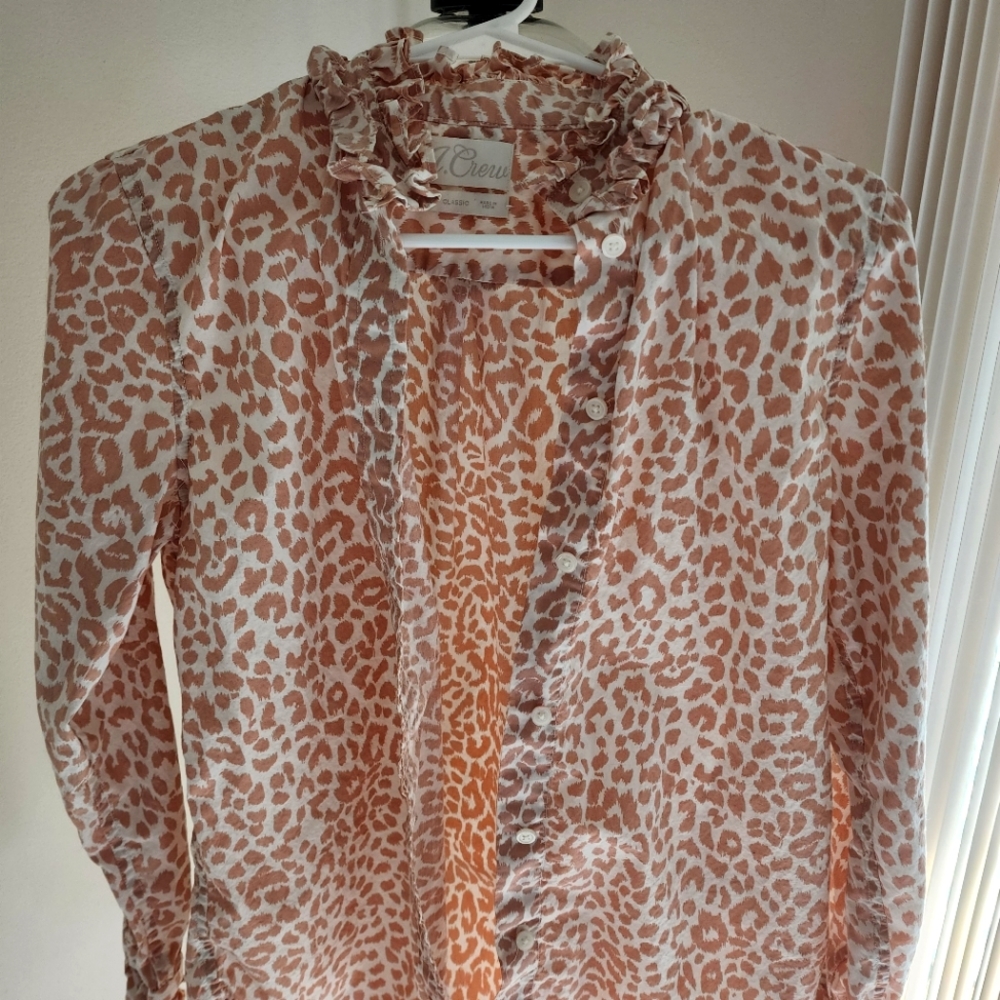 NWOT Jcrew classic style blouse, cheetah print